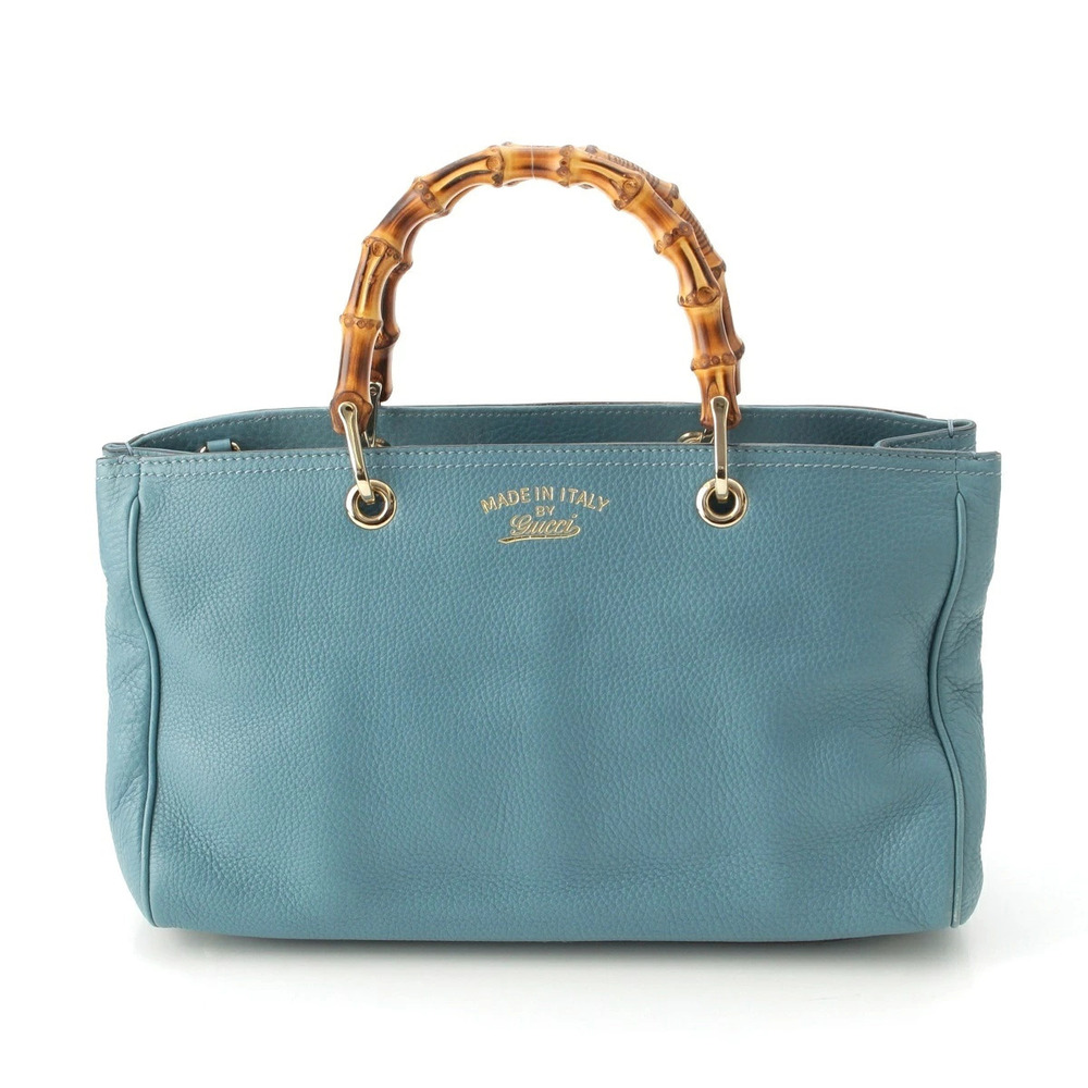 Gucci Leather Bamboo Shoulder Handbag Blue